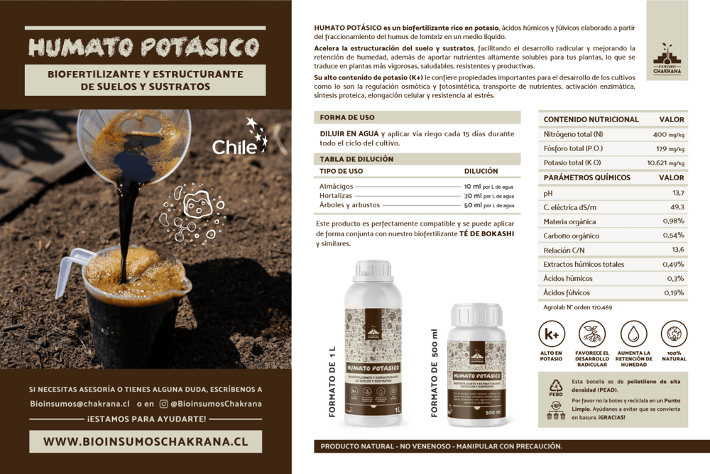 Humato potásico 50ml Chakrana - tiendachagual