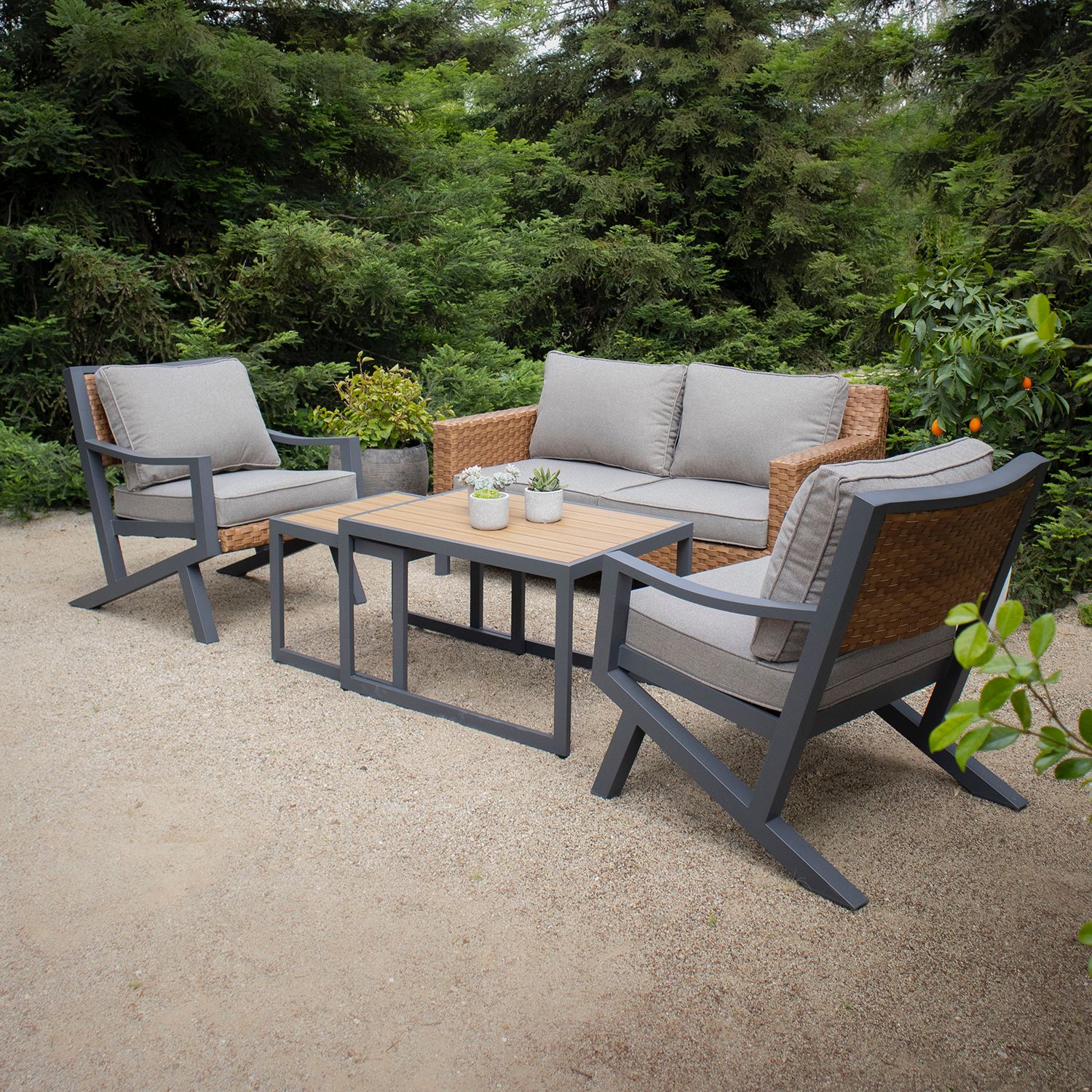 Conjunto de mesa y sillas Roma para jardín o terraza. Mesa de exterior